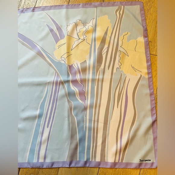 JACQMAR LONDON Abstract Floral Scarf Blue Purple Made In Italy - Picture 13 of 16